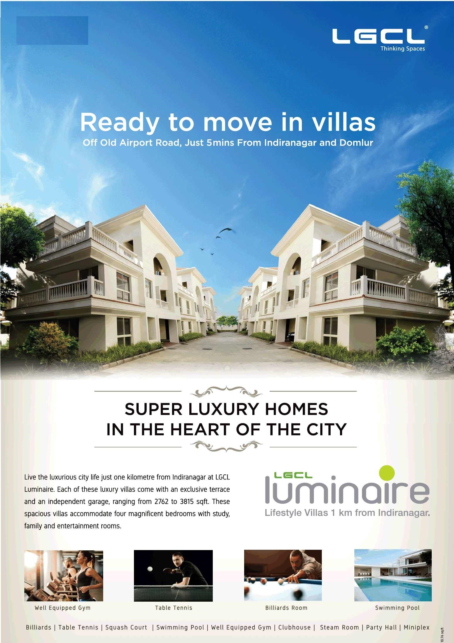 Book super luxury homes in the heart of the city at LGCL Luminaire in Bangalore Update